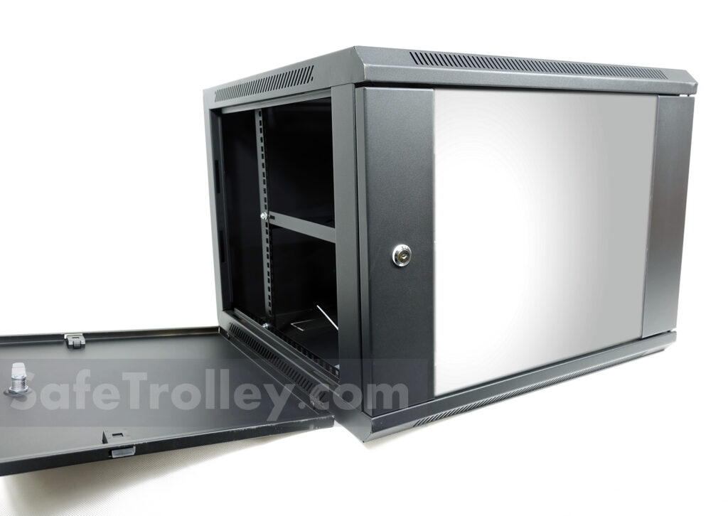 9U Wall Mount Server Rack W6609G Glass Door - SafeTrolley